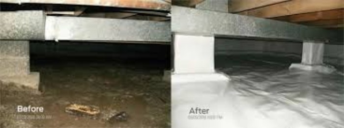 KC Pier Crawl Space Repair Encapsulation before and after