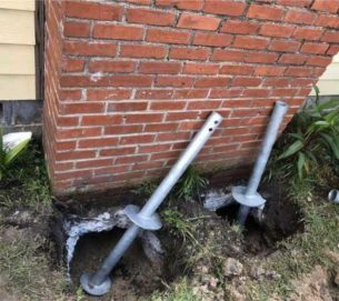 Foundation Piering Helical Chimney in kansas city